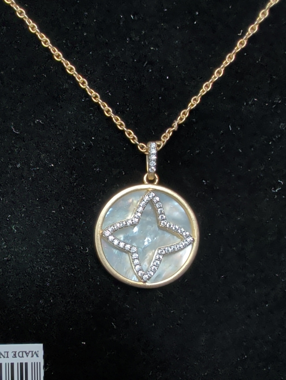 Freida Rothman Coastal Clover Gold Mother-of-Pearl Starburst Pendant Necklace